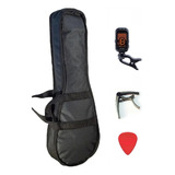 Pack Accesorios Para Ukelele Soprano Funda+capo+afinador+pua Color Negro