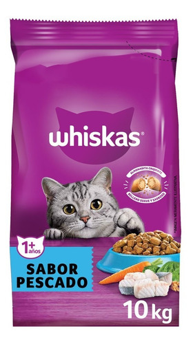 Alimento Whiskas 1+ Whiskas Gatos  Para Gato Adulto Todos Los Tamaños Sabor Pescado En Bolsa De 10 kg