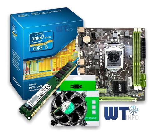 Kit I3 2100 + Placa Mãe H61 1155 + 4gb Ddr3 + Cooler Novo 