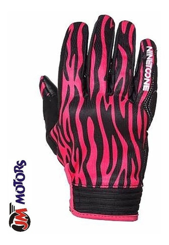 Jm Guante Moto Mujer Ninetoone Zebra Pink Black Proteccion