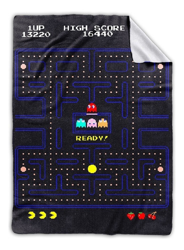 Frazada Cover Me Polar Con Diseño Pac-man/negro