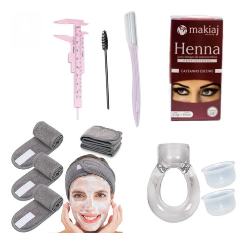 Kit Profissional Com Henna Sobrancelha+ Batoque E Paquímetro