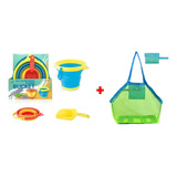 Balde De Playa Plegable Con Accesorio + Bolso Malla Playa