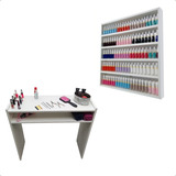 Kit De Mesinha De Manicure + Expositor De Esmaltes 100% Mdf