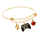 Pulsera Gamer Consola Corazón Amor Dije Letra Inicial Acero