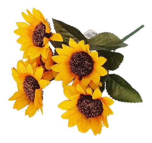 Ramo 5 Girasol Flor 15cm Decoracion Plantas Artificiales