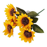 Ramo 5 Girasol Flor 15cm Decoracion Plantas Artificiales