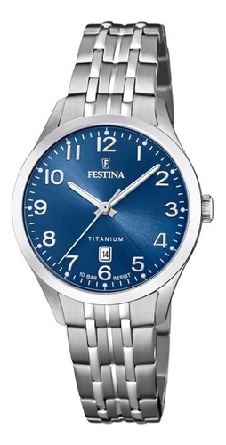 Reloj F20468/2 Festina Mujer Calendario Titanium /marisio Color De La Correa Plateado Color Del Bisel Plateado Color Del Fondo Azul