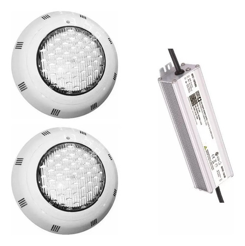 Foco Led 18w Para Piscina + Fuente De Poder 12vdc 75w X2