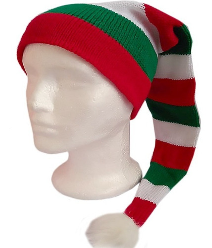 Gorro De Navidad Duende Largo Novenas 63cm Lana Con Pompon