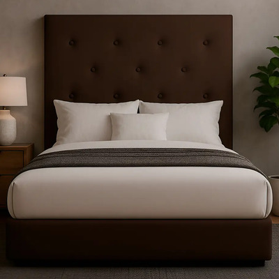 Cama Recamara Base Box Cabecera Toscana Chocolate Para Colchon King Size Color Chocolate | Meses sin interés