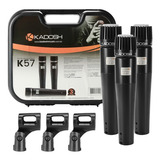3x Microfones Profissionais Dinâmicos Kadosh K57 P/ Gravação Cor Preto