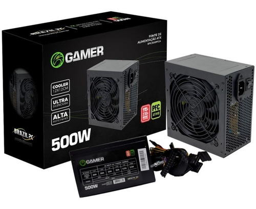 Fonte De Alimentação Atx Pc 500w Reais Game Pfc Ativo Bivolt