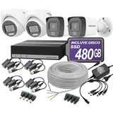 Cctv Kit Hikvision Edvr 8ch + 4cam 2mp Colorvu Audio Ssd480g