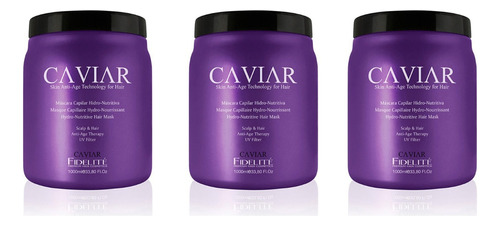 Fidelite Mascara Caviar Hidro-nutritiva 1000ml X 3 Unidades