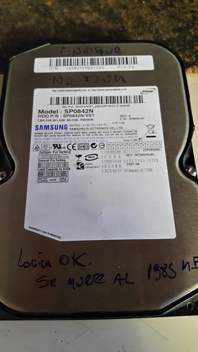 Disco Rigido Samsung Sp0842n Ide 3.5 80gb No Funca P/ Rtos.
