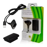 Bateria P/ Controle Xbox 360 Kit 1 + 1 Cabo Carregador 1.4m