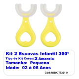 Kit 2 Escovas Dentes Infantil 360° Forma U Criança 2-6 Anos