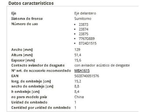 Pastillas Frenos Delanteras Kia Cerato 2001-2004 Foto 3