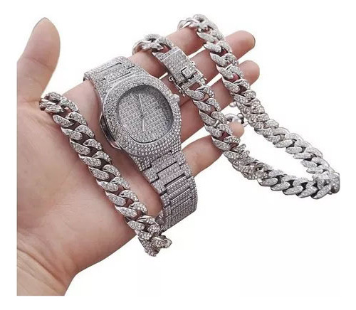 Reloj, Collar Y Pulsera De Diamantes De Tres Piezas