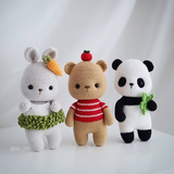 Patrones Amigurumis. Conejita, Osito Y Pandita. Set X3. Ingl