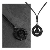 Colar Masculino Cordão De Couro Odin Preto