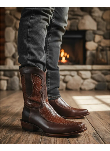 Bota Vaquera Vestir Caballero Grabado Piton 100% Piel 1001