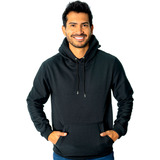 Buzo De Capota Hoodie Negro Algodón Perchado Monaco 250 G