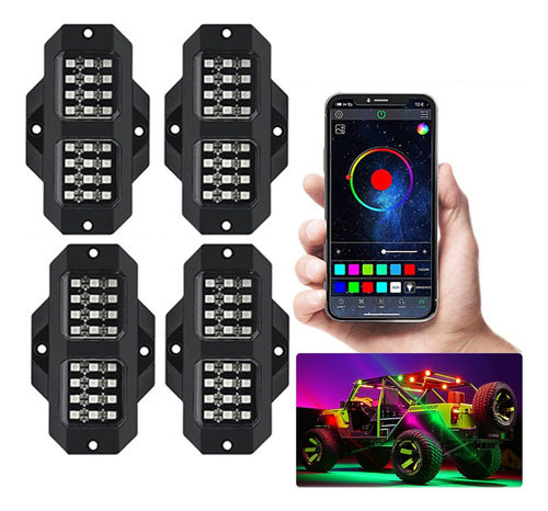 Luz Led Rgb Rock Light Bluetooth 4pzs App Control 24led Smd