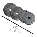 Kit Barra Maciza + 15kg: 2 Discos X5k + 2 Discos X2.5k Lisos