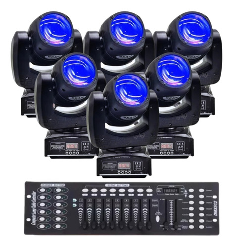 6 Mini Moving Beam Rgbw Head 100w 7gobo Color + Mesa Dmx