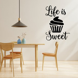 Vinilo Decorativo Pared Frases Cocina Life Is Sweet 100x60cm