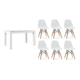 Combo Eco Mesa Comedor Extensible 160 A 200+6 Sillas Eames