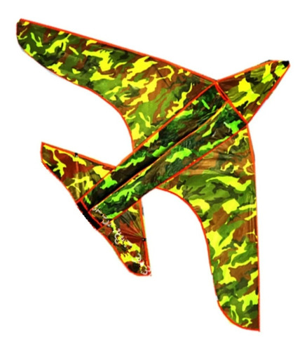 Cometa Avión Camuflaje Tamaño Grande 170x112 Cm Más Hilo 