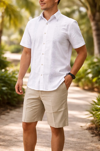 Bermuda De Lino Para Hombre Fresco Cómodo Varios Colores