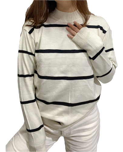 Sweater Polera Oversize Bremer Suave Rayado Mujer