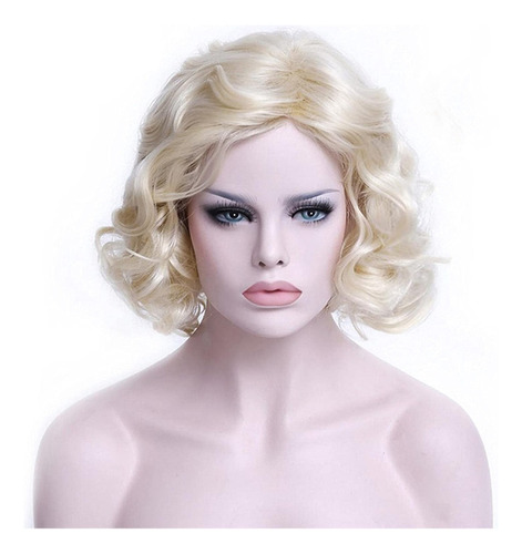 Chevvy Cosplay Wig Women Girls Curto Loiro Encaracolado