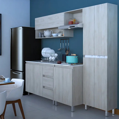 Cocina Integral Premium Decomobil Con Campana Y Parrilla Color Encino Polar - Mármol Blanco | Meses sin interés