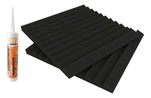 Pack 10u Placas Acusticas Acuflex 50x50cm Saw+ Adhesivo 