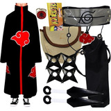 Kit Manto Akatsuki Porta Kunai Naruto Colar Anel Itachi     