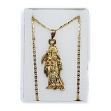 Dije De Santa Muerte 3 Cm Con Cadena De Oro Laminado