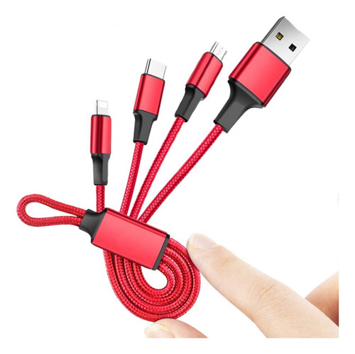 Cable Usb Corto 3 En 1 (0.6 Pies) Con Usb Tipo C, Micro Usb