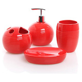  De 4 Piezas De Cerámica Roja De Baño Completo Conjunto De A