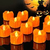 Halloween Paquete De 24 Luces De Té Naranjas Velas Peq...