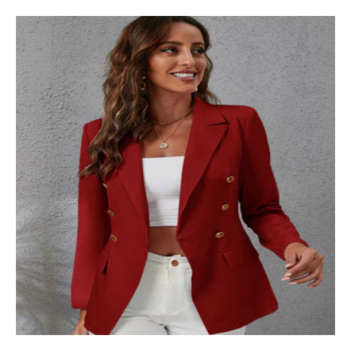 Chaqueta Blazer Para Mujer Slim Casual Manga Larga