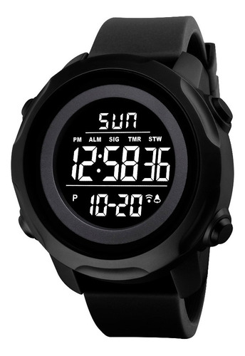 Reloj Unisex Skmei 1540 Sumergible Digital Alarma Cronometro Malla Negro/negro