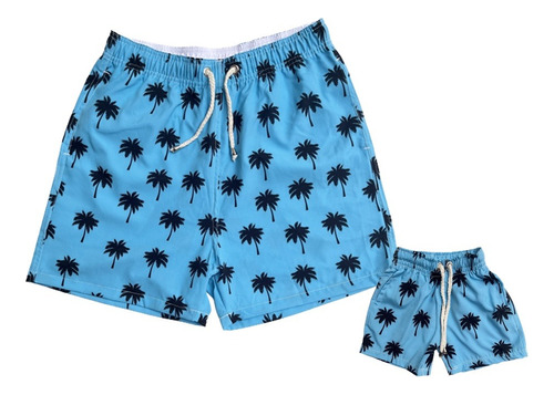 Kit Família Pai E Filho Criança Praia Combinando 2 Shorts