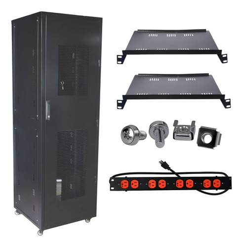 Rack Gabinete 180cm + 2 Bandejas De 35cm + Multitoma