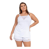 Pijama Baby Doll Short Doll Microfibra Renda Plus Size 