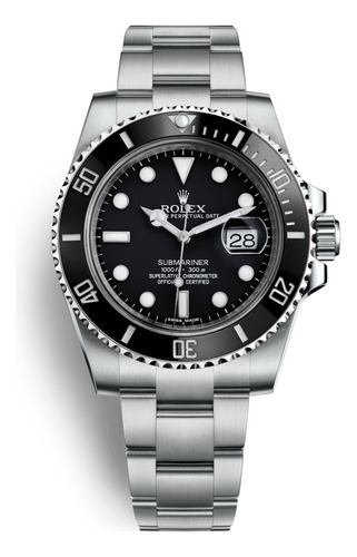 Relógio Rolex Sub Prata C/ Preto Automatic + Caixa Original